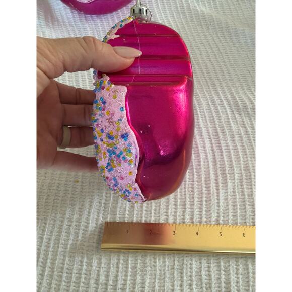 Jumbo glitter sparkle Christmas donut ornaments set of 4 stunning donuts - Picture 6 of 14